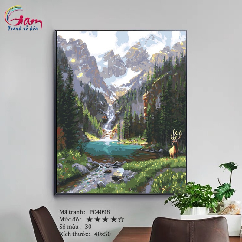 Tranh sơn dầu số hóa tự tô màu Gam Phong cảnh thiên nhiên núi tuyết PC4098  | Shopee Việt Nam