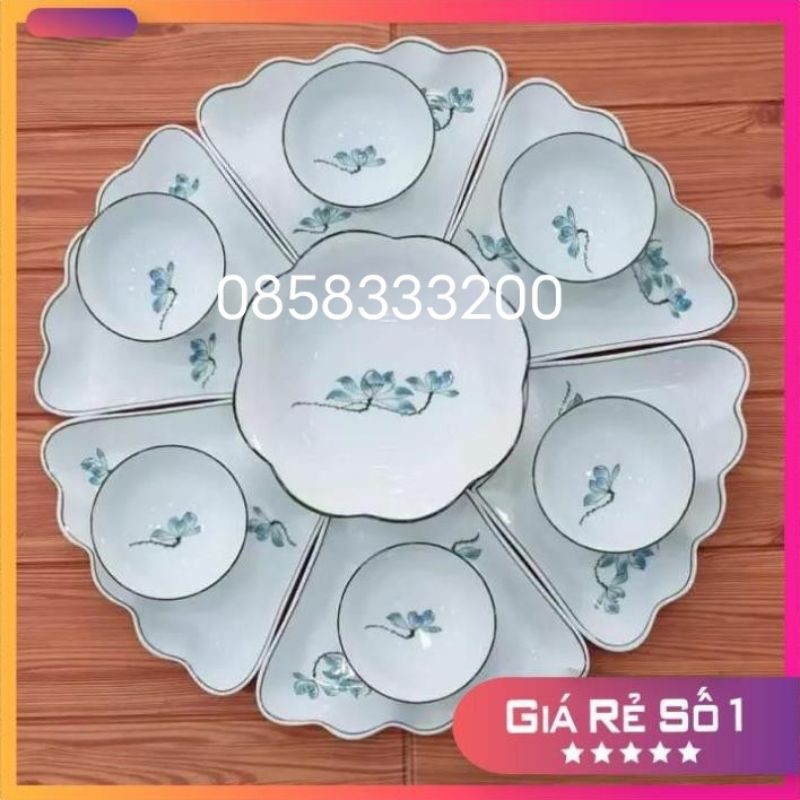 Bộ bát đĩa hoa mặt trời ĐK 48cm. Cỡ đẹp nhất.Hàng sứ Bát Tràng