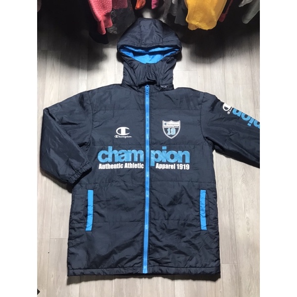 Áo khoác thể thao Nam hiệu Champion màu xanh đen size 150