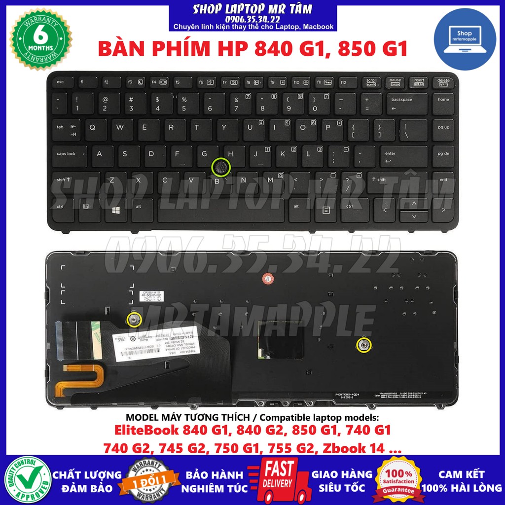 (KEYBOARD) BÀN PHÍM LAPTOP HP ELITEBOOK 840 G1 850 G1 dùng cho EliteBook 840 G1, 840 G2, 850 G1, 740 G1, 740 G2, 745 G2