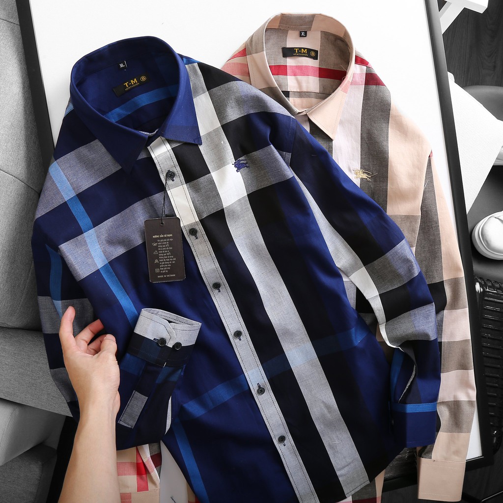 Áo sơ mi nam tay dài caro BBR BIGSIZE &lt; 130kg