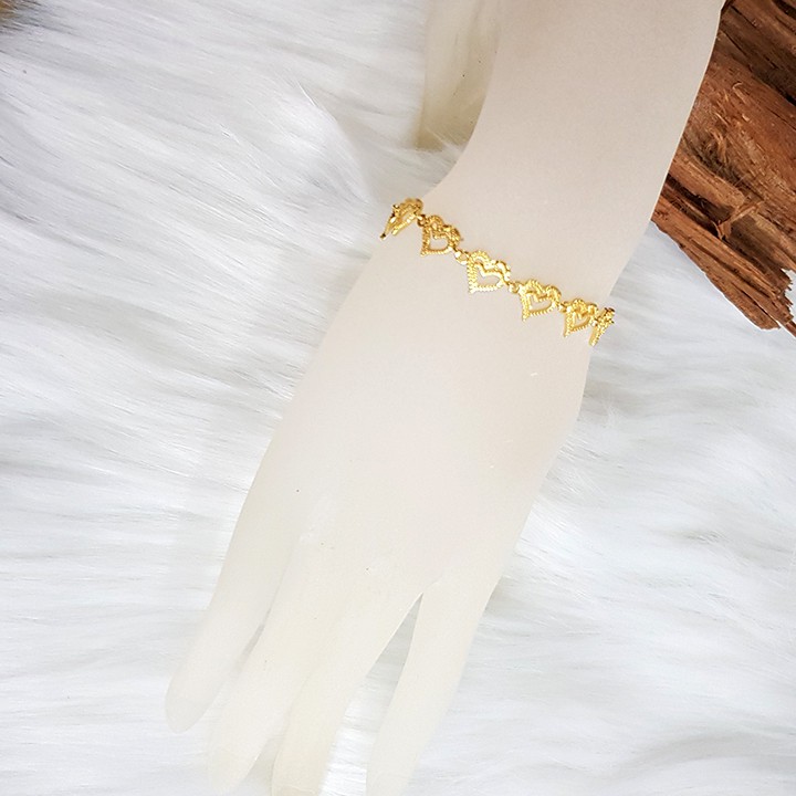 Lắc tay trái tim ngang, lắc tay nữ màu vàng LZ1706