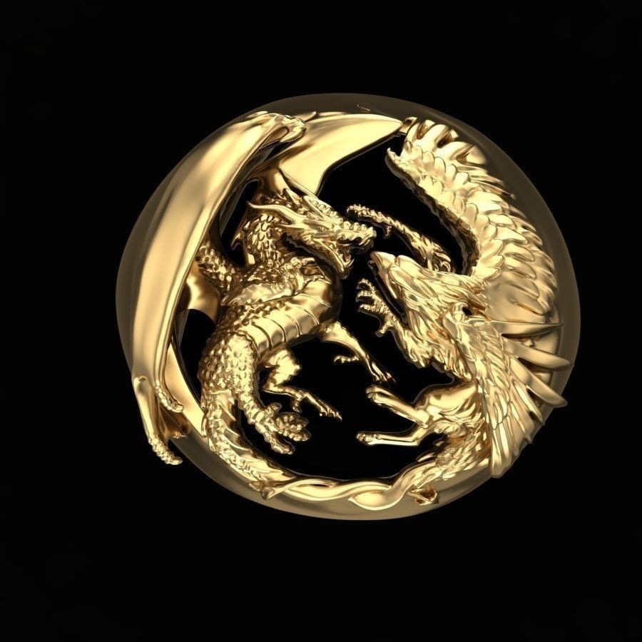 Nhẫn Mạ Vàng 18k Hình Rồng Cá Tính Cho Nam