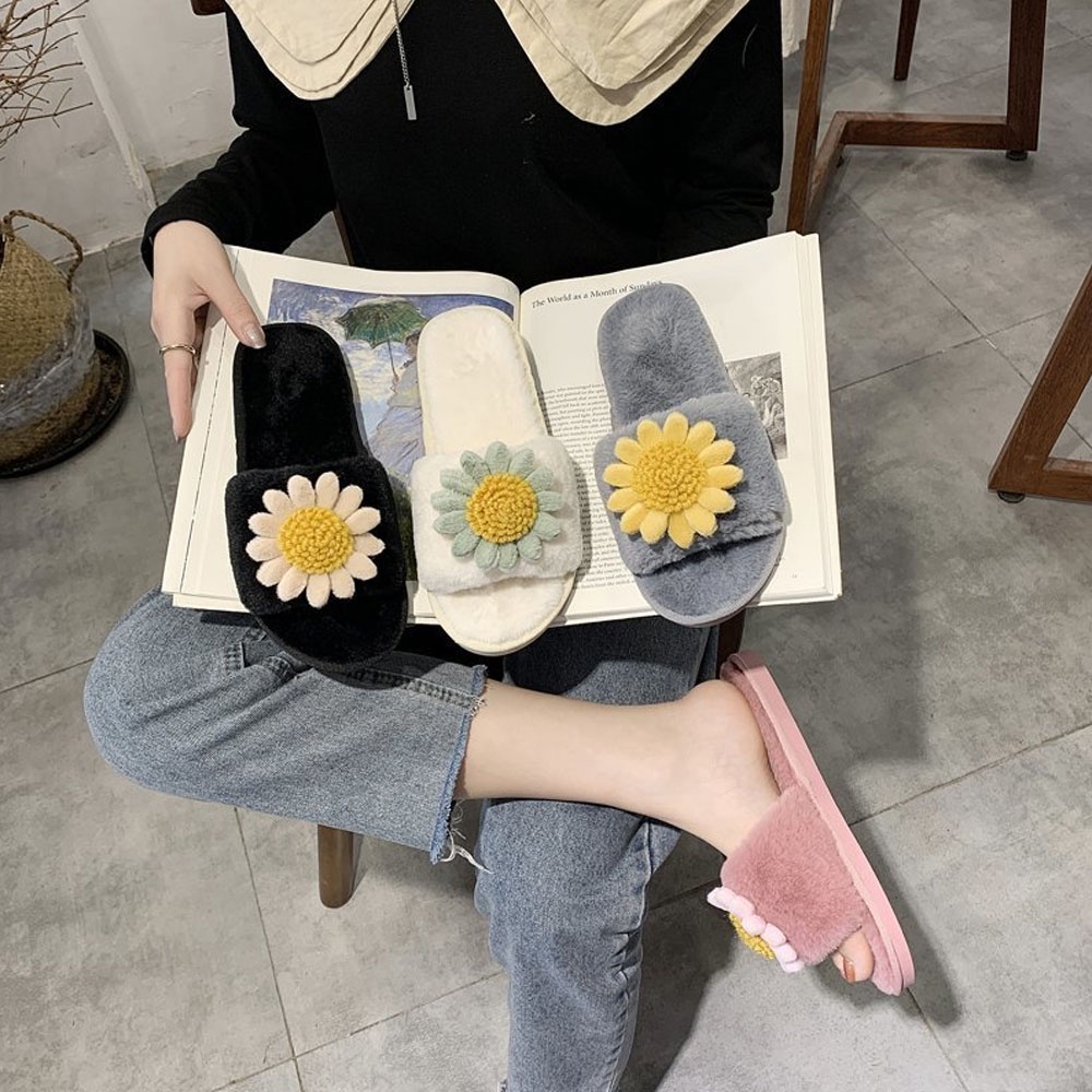Dép bông hoạ tiết Hoa Cúc Đi Trong Nhà Siêu Xinh