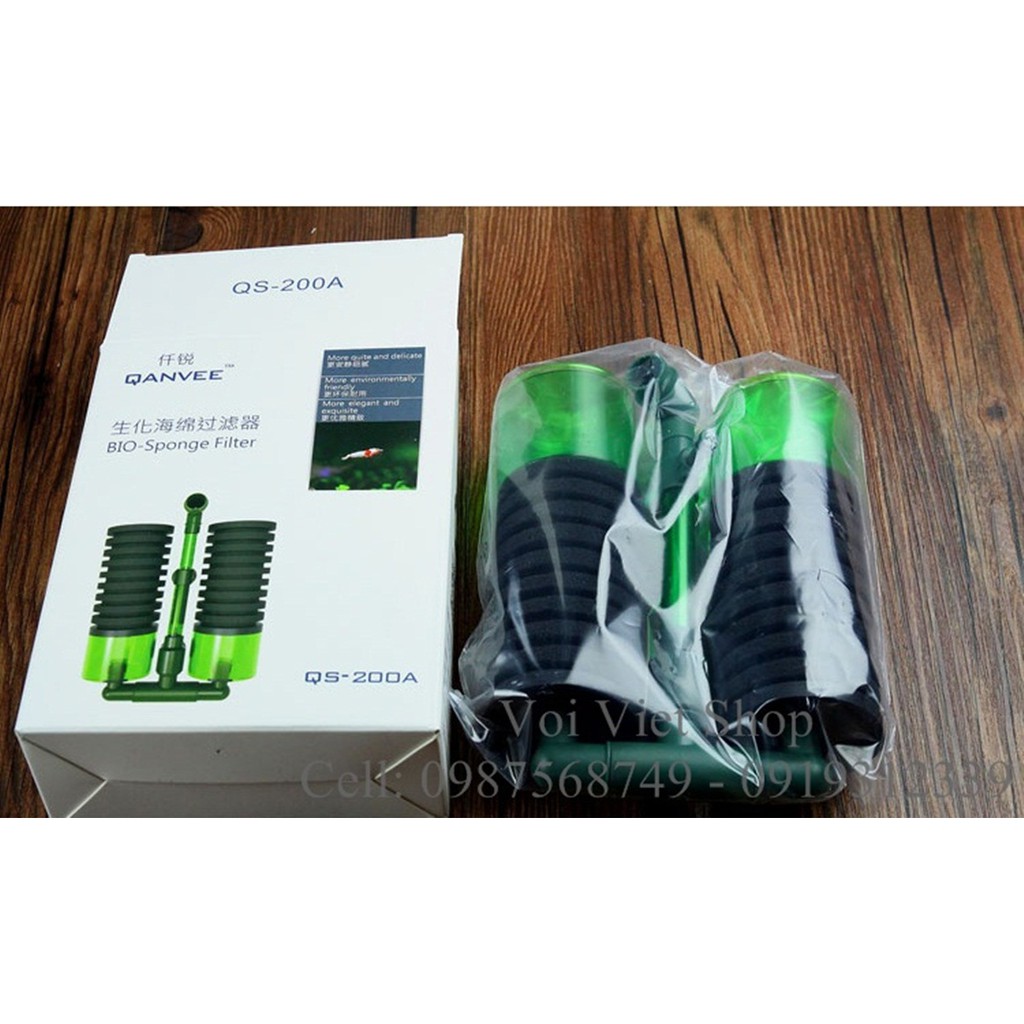 Sủi BIO SPON QS-200A có ngăn chứa vật liệu lọc dùng cho hồ thủy sinh cá cảnh