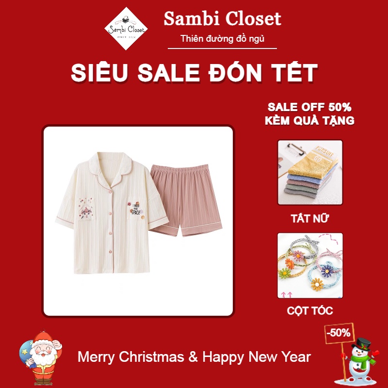 Đồ bộ Pijama nữ áo cộc tay quần đùi chất cotton cao cấp mới nhất mùa hè