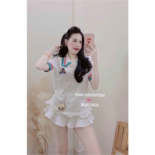 Áo len polo thêu ong pha viền kẻ bèo siêu hot 2021 | BigBuy360 - bigbuy360.vn