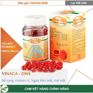DẦU GẤC VINAGA DHA [Lọ 100 viên] - Viên uống bổ sung vitamin A, giúp  sáng mắt, đẹp da