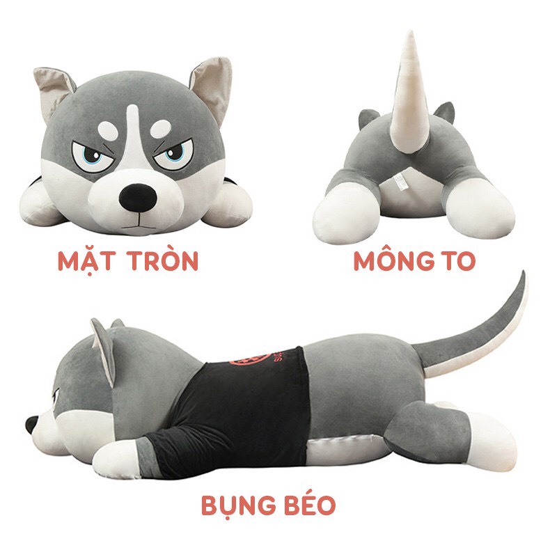 Gấu Bông Chó Mèo Husky Nhồi Bông Mặt Ngáo siêu to khổng lồ dễ thương_Gấu Bamboo_GB15