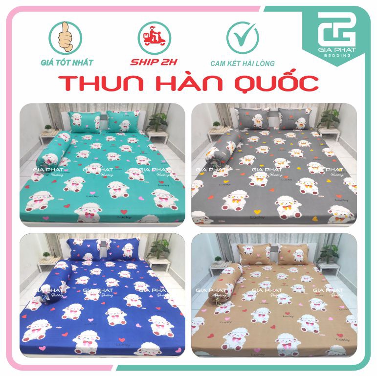 Bộ Ga Gối 4 Món Thun Lạnh Hàn Quốc {4 Món} họa tiết Cá Heo ( 1 ga bọc + 2 vỏ gối nằm + 1 vỏ gối ôm )
