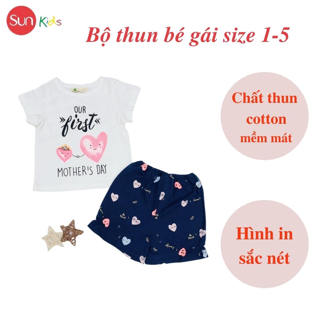 Đồ bộ thun bé gái, đồ bộ trẻ em chất cotton, có nhiều màu, size 1-5 tuổi - SUNKIDS