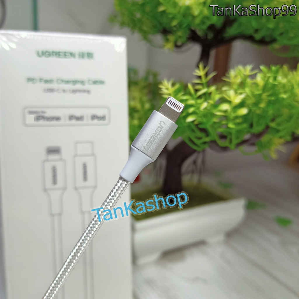 Cáp Sạc Ugreen Usb C to 25cm,Sạc Nhanh ip,Bện Dù Siêu Bền Thích Hợp Dùng Với Pin Dự Phòng