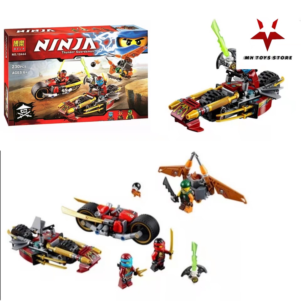 Đồ chơi lego xếp hình lắp ráp bela ninja 10444 - 230 chi tiết - chiến xa tia chớp của Jay rượt đuối nhau
