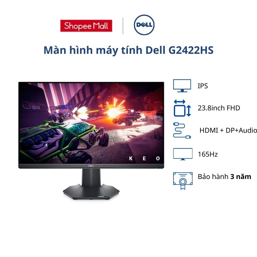 Màn hình pc Dell gaming G2422HS/ 23.8inch FHD/ 165Hz/ IPS/ HDMI + DP+Audio/ 3Yrs
