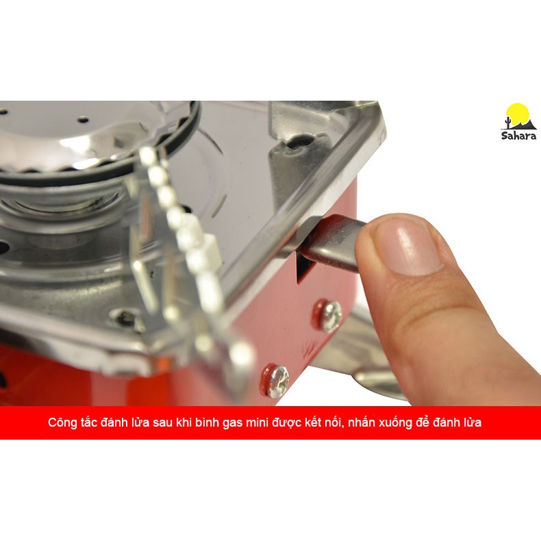 Bếp gas mini dã ngoại gấp gọn có dây nối bình gas