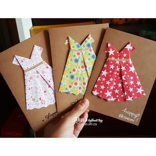 Thiệp váy Origami handmade 20/10 Phụ nữ - 20/11 Nhà giáo