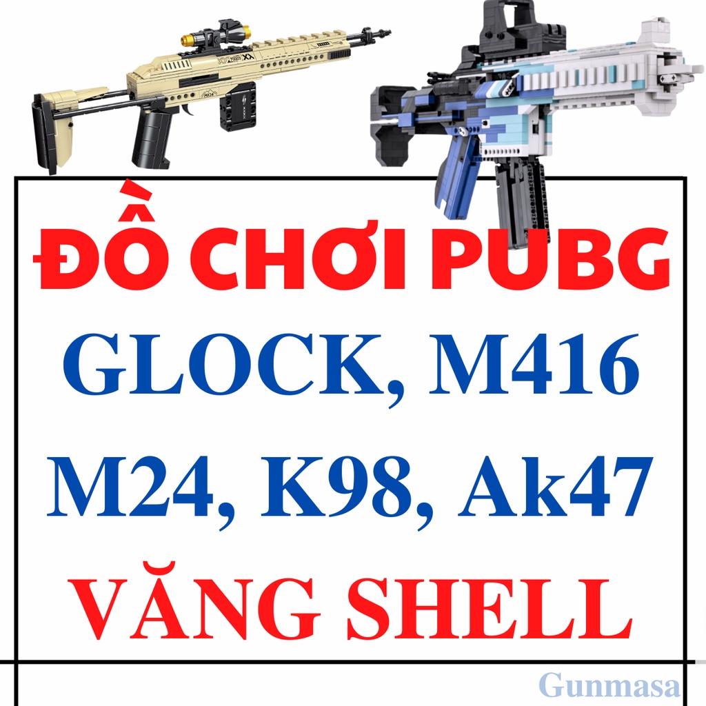 Glock m1911 m416 uzi aug cho bé đồ chơi trẻ em xếp hình nerf bắn xốp văng shell giá rẻ chơi game pubg đèn pin laze nerft