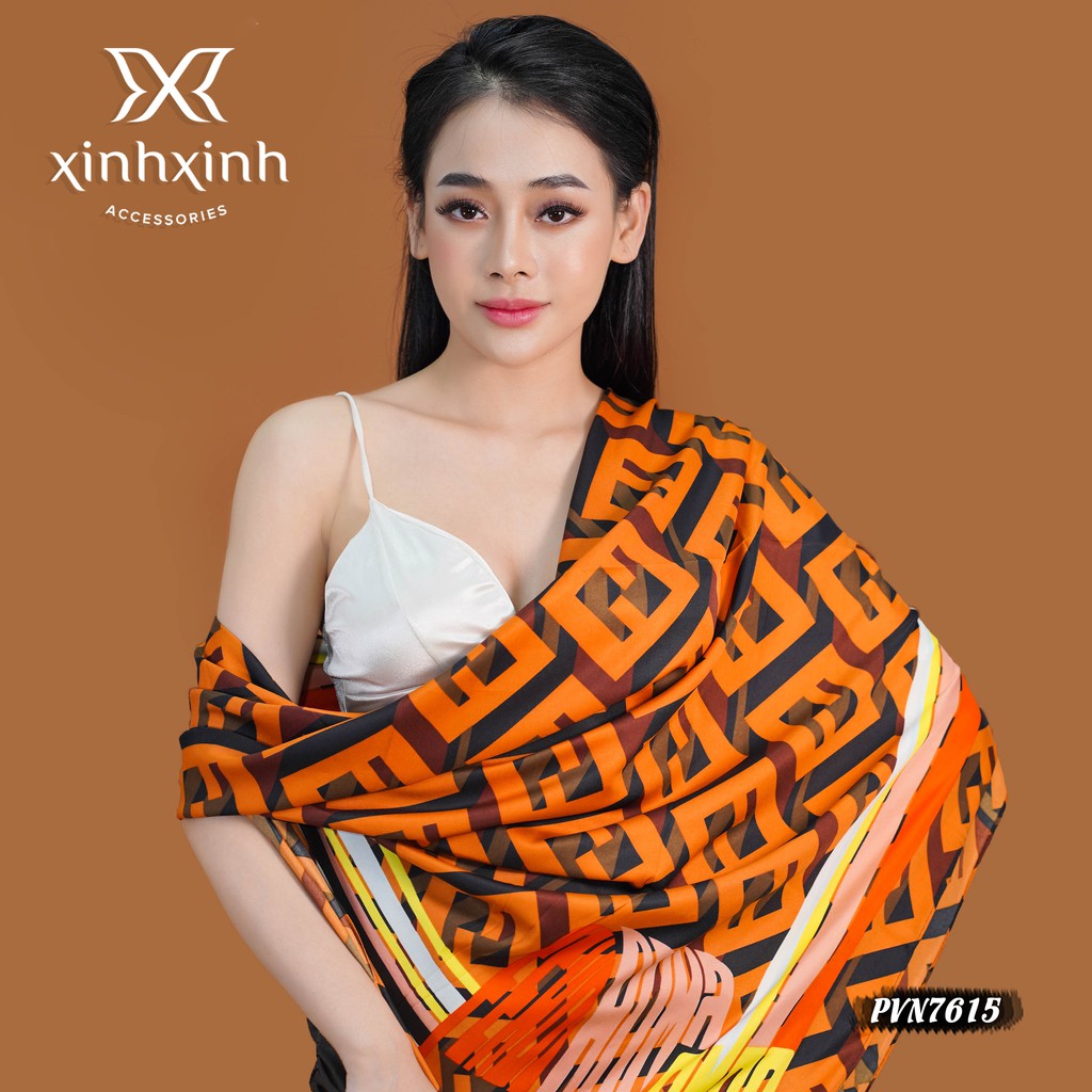 Khăn vuông quàng cổ đa năng họa tiết chữ - Xinh Xinh Accessories