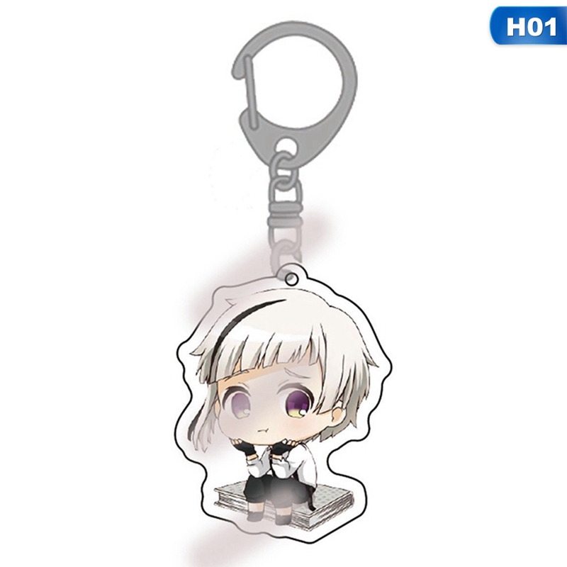 flowersqueen Móc gắn chìa khóa in hình nhân vật hoạt hình hai mặt dễ thương