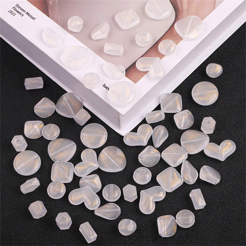 Phụ kiện hạt ngọc trai BEADIA bằng acrylic màu ánh vàng dùng làm trang sức diy