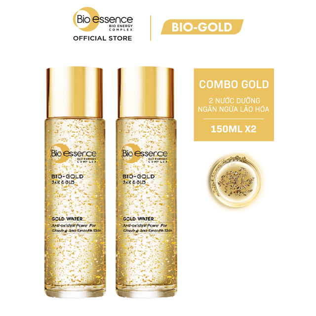 Combo 2 Nước dưỡng ngăn ngừa lão hóa vàng 24k Bio-Gold Bio-Essence 150ml/chai