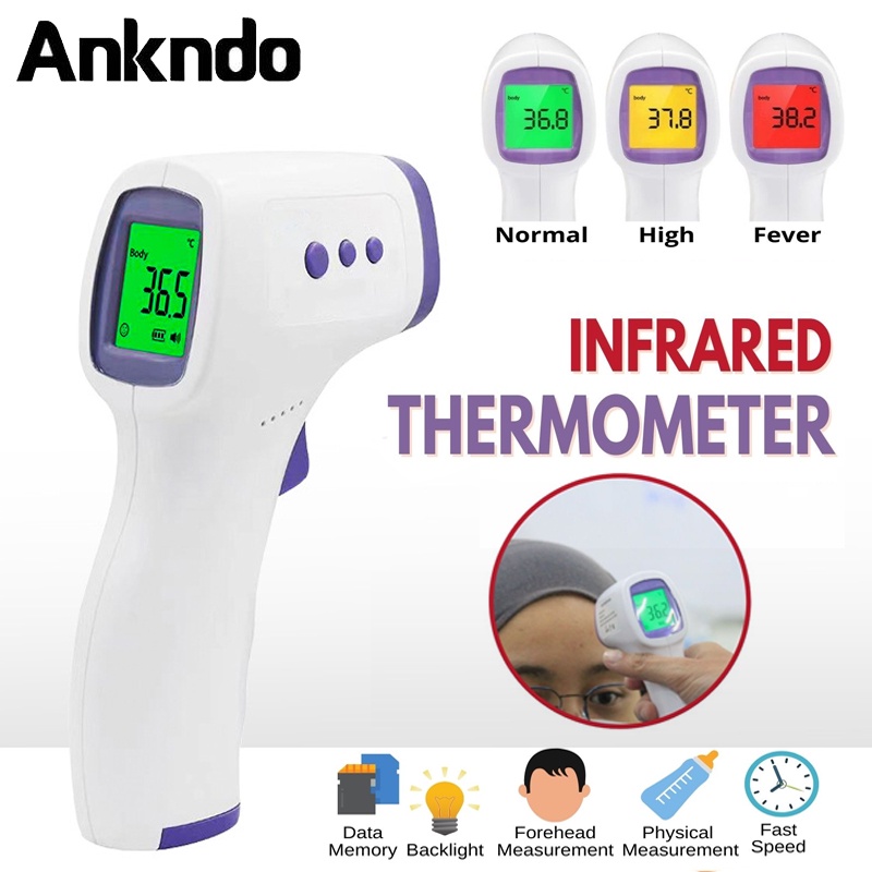 Nhiệt kế ANKNDO đo trán và cơ thể sử dụng tia hồng ngoại ir thiết kế nhỏ gọn màn hình LCD kỹ thuật số không cần tiếp xúc