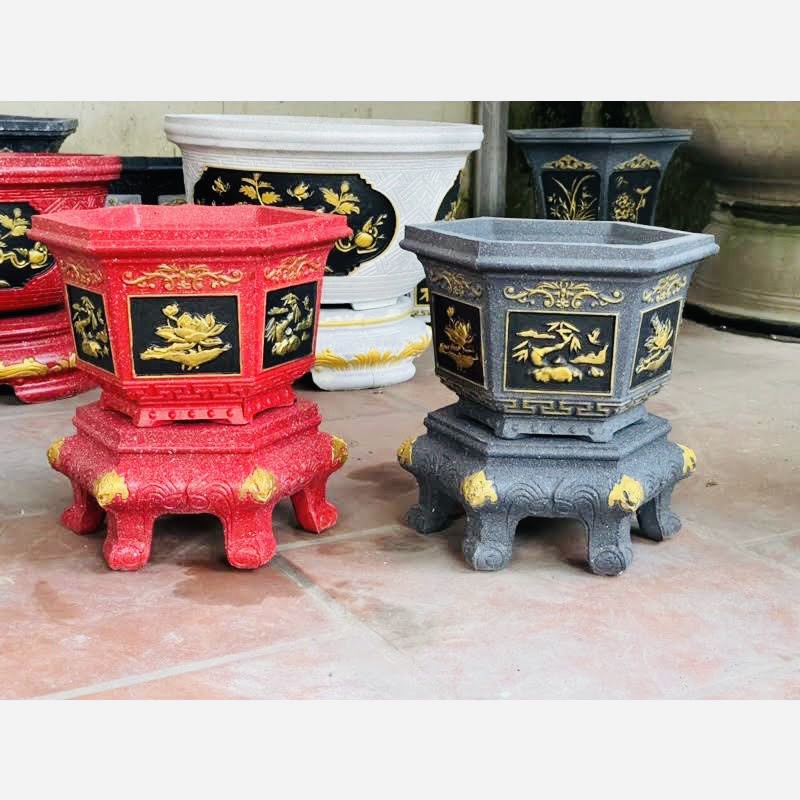 Khuôn đúc chậu cảnh lục giác 25 kèm chân đôn, Dùng làm chậu cây cảnh bonsai nhưa ABS  dễ dàng sử dụng