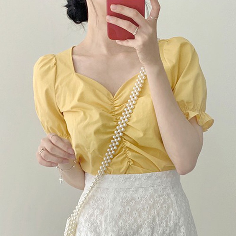 Áo Peplum tay phồng ulzzang ngắn tay phong cách Hàn Quốc C43 - MaoMao