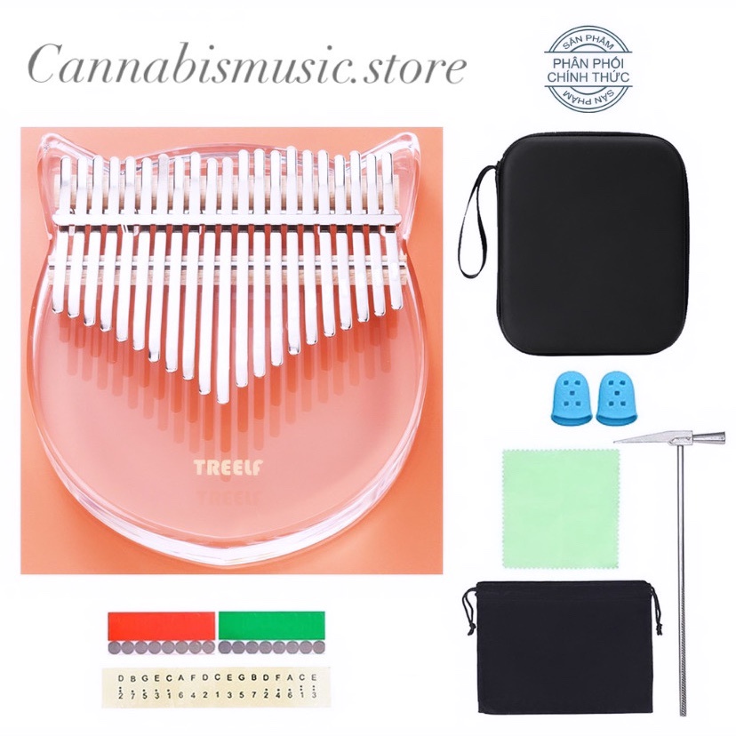 Đàn Kalimba Trong Suốt 21 Phím Treelf TF-21C Hình Mèo Acrylic TF21C - Chính Hãng