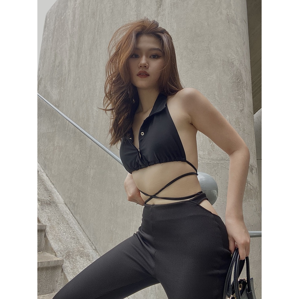 Set bộ áo cổ lọ chéo quấn bụng  (Kisty, Henty)