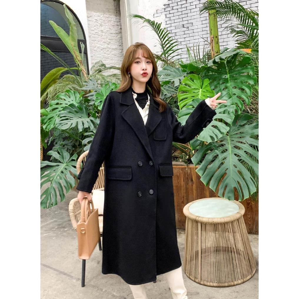 Áo Khoác Dạ Nữ ANOKO , Áo Dạ Dáng Dài Manto Mùa Đông Thời Trang Màu Đen Dày Ấm Cài Cúc Trước Có Túi H122 | BigBuy360 - bigbuy360.vn