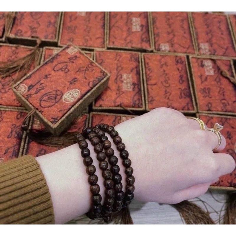 Vòng Tay 108 Hạt Trầm Hương Mix Hoa Sen Thời Trang, Hợp Phong Thuỷ