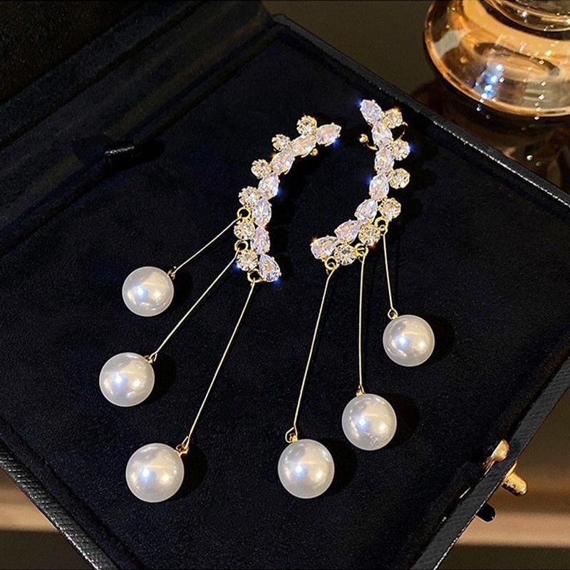 1 Đôi Bông Tai Pha Lê Ngọc Trai Cho Nữ