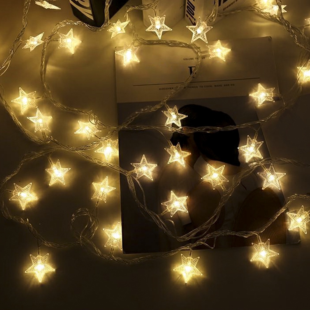 Dây Đèn Led Hình Bông Tuyết Trang Trí, Đèn Led Pin 8 chế độ nháy- Mixiao