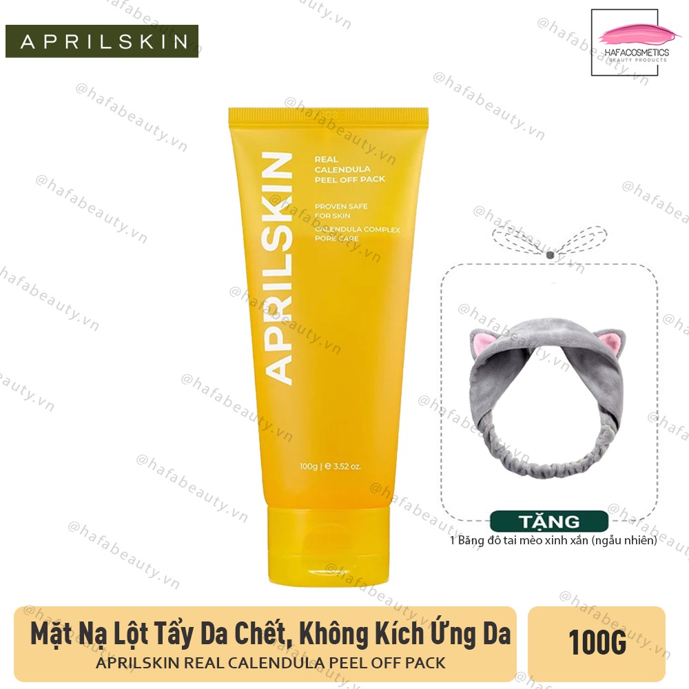 Mặt Nạ Lột Tẩy Tế Bào Chết APRILSKIN Real Calendula Peel Off Pack 100g + Tặng kèm 1 băng đô tai mèo ( màu ngẫu nhiên)