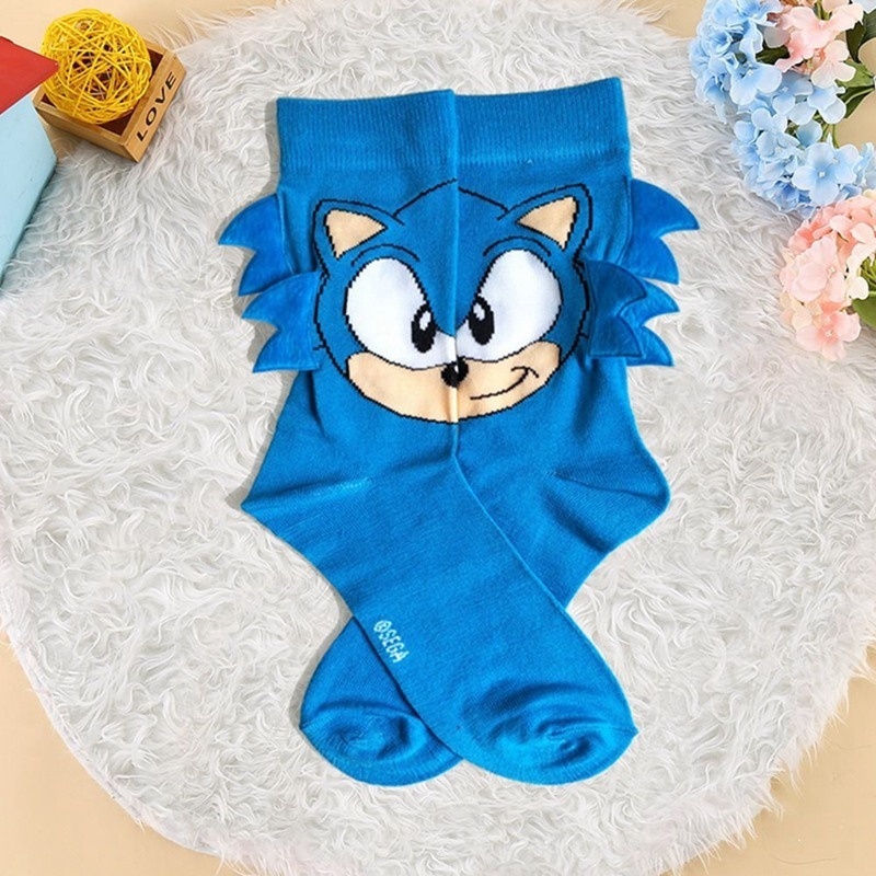 NEW Đôi Vớ Cotton In Hình Nhân Vật Hoạt Hình Sonic The Hedgehog