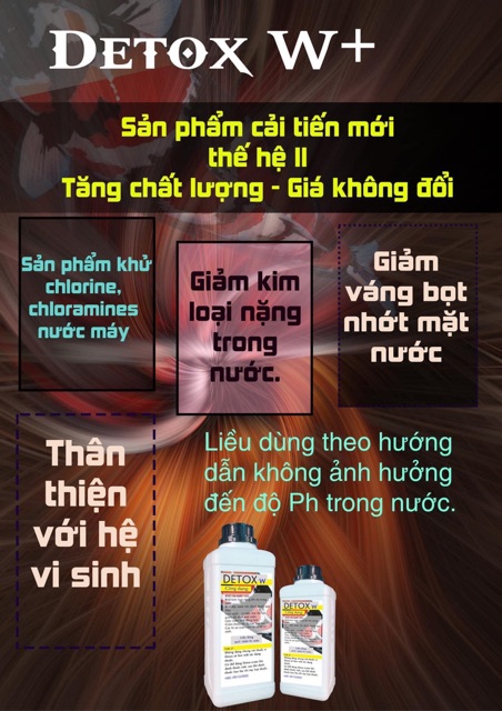 DETOX W+ khử Clo tức thì cho hồ cá