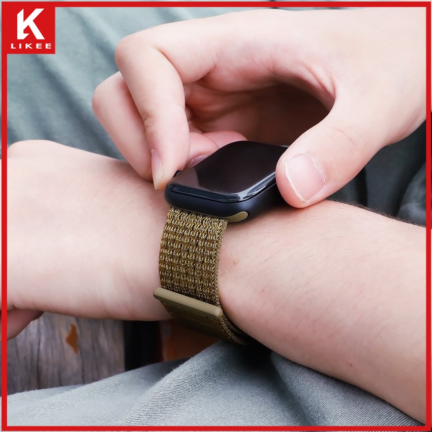 Dây Đeo Sợi Nylon Co Giãn Cho Đồng Hồ Thông Minh Apple Watch Series 7 6 SE 5 4 3 2 1 45mm 41mm 44mm 40mm 38mm 42mm