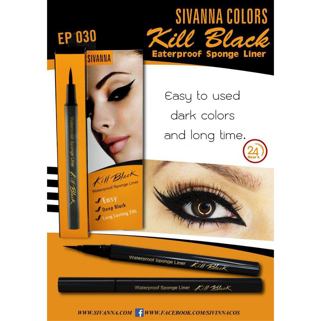 Bút Kẻ Mắt Nước Không Trôi Sivanna Super Black Eyeliner Màu Đen EP030