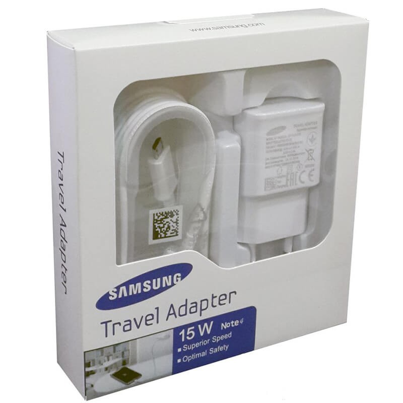 Samsung Travel Adapter 15W / S6 / S7 / NOTE5 Fast Charger + Micro USB cable ( White )..