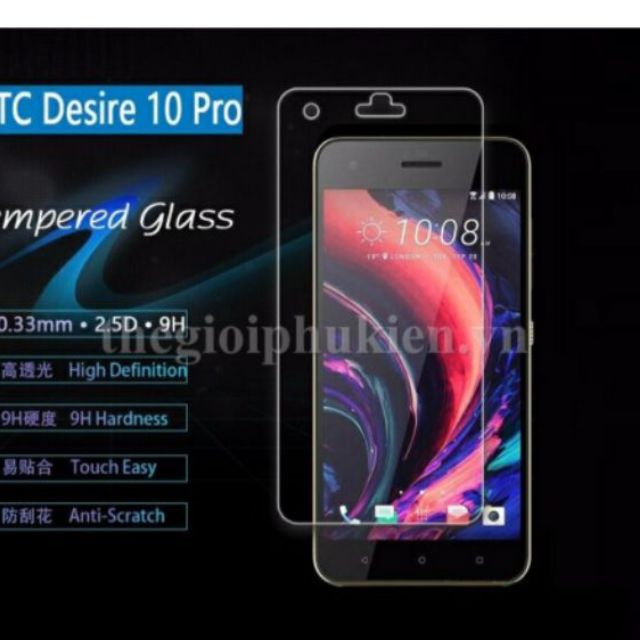 Tấm dán kính cường lực HTC Desire 10 Pro chống vỡ, chống xước màn hình