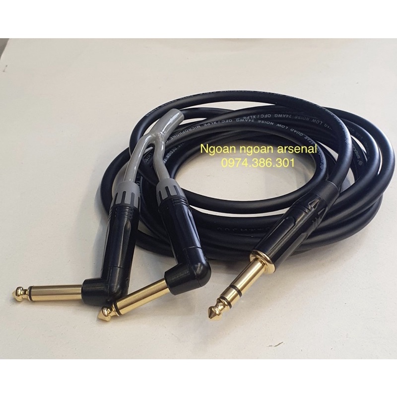 dây chia tín hiệu 1 đầu 6 ly (6,5 ly) stereo ra 2 jack 6 ly mono. báo giá 1 dây