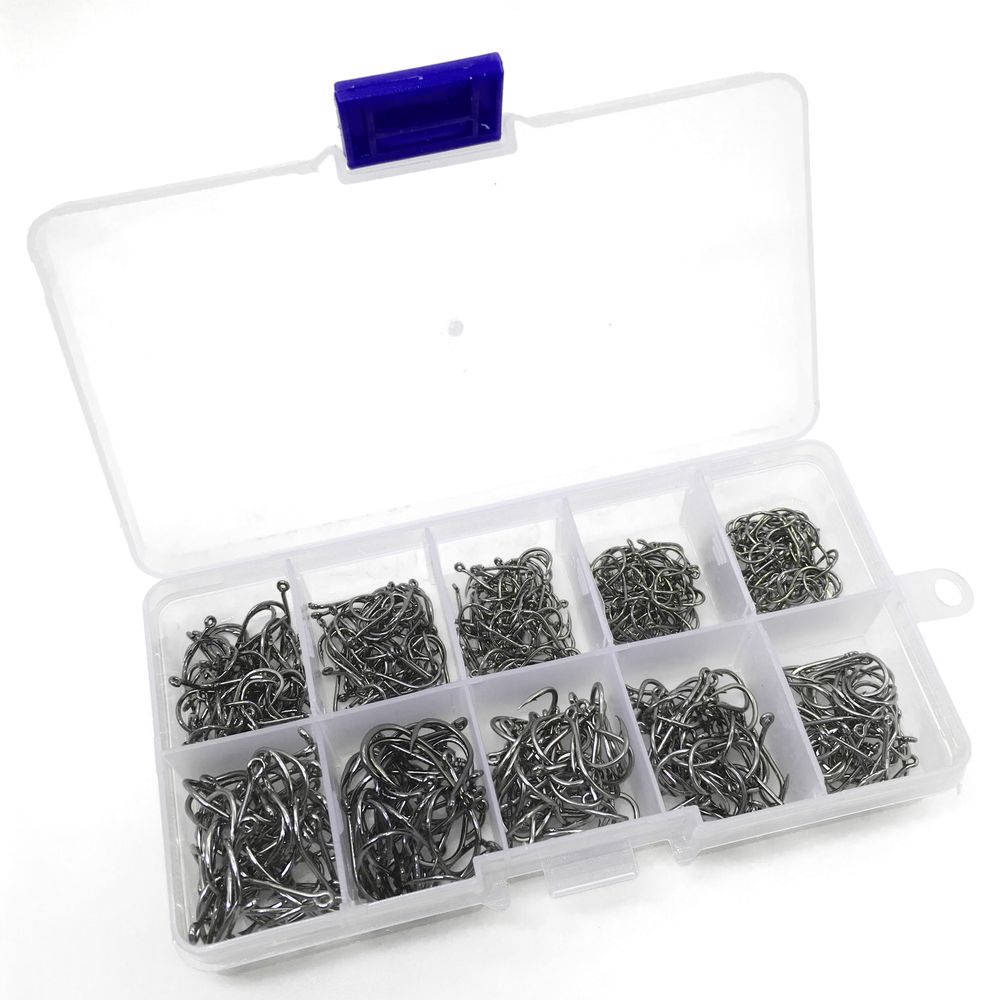 Hộp 500 lưỡi câu cá SHARP bằng thép carbon nhiều kích cỡ # 3 - 12