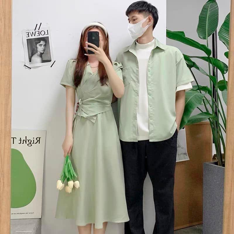💕HOT Có BIGSIZE nữ 80kg nam 100kg 💕 Áo váy đôi nam nữ xanh mint hot trend
