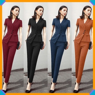 Bộ vest nữ 🌸FREESHIP🌸 Set nguyên bộ vest quần ống ôm 2 túi giả xinh xắn TJ1143