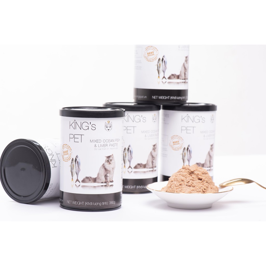 [Ngon số 1] Pate Cá và Gà Hỗn Hợp Cho Chó Mèo King’s Pet lon 380g 100% chính hãng