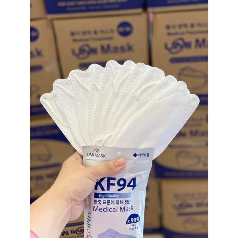 khẩu trang kf94 umi bao dày, không xù lông, quai đeo chắc chắn