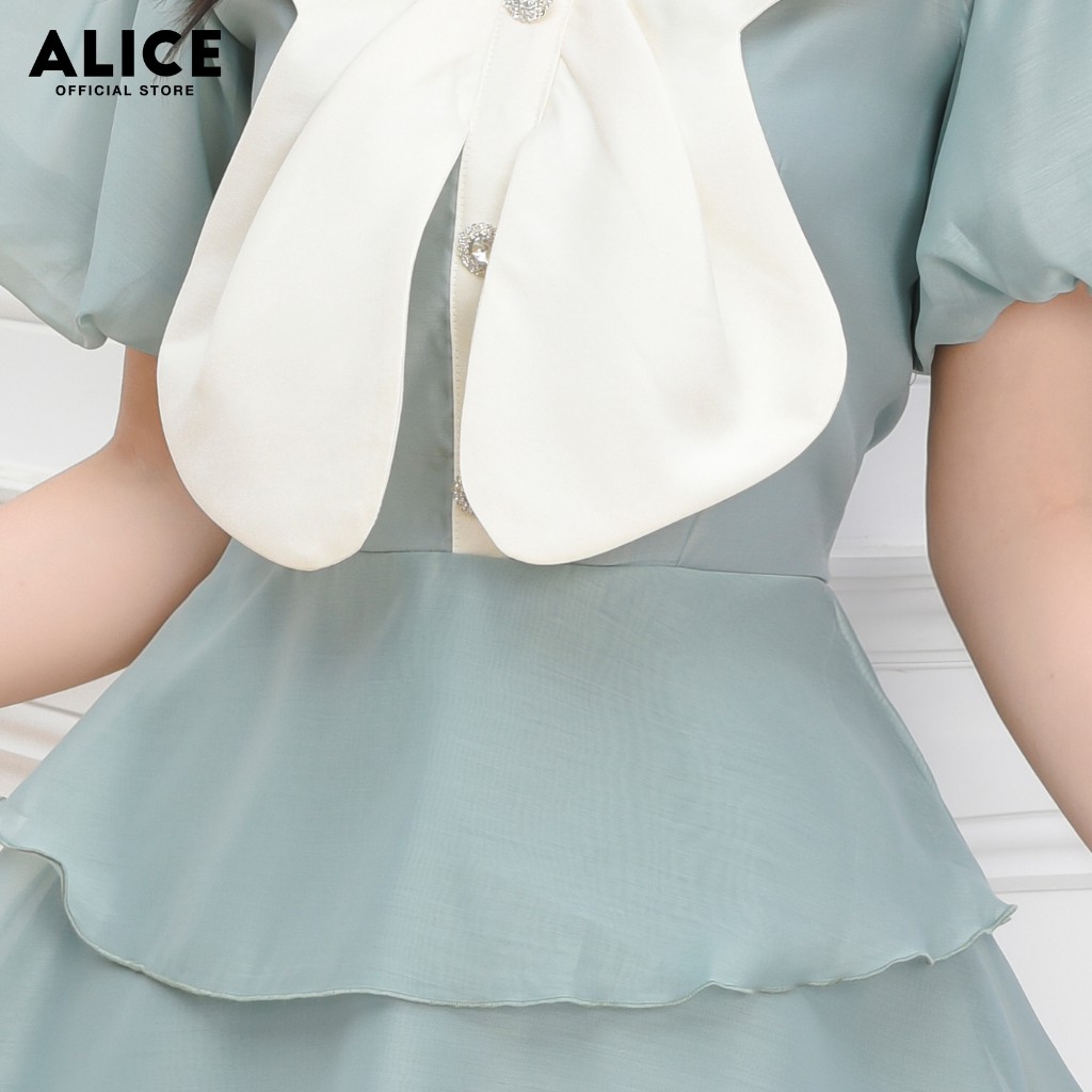 Đầm Thiết Kế Dự Tiệc ALICE Dáng Xòe Xếp Tầng Tay Bồng Nơ Ngực Sang Trọng Cho Nữ Dự Tiệc V697 | BigBuy360 - bigbuy360.vn