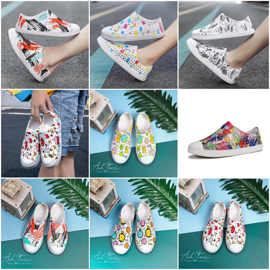 GIÀY NHỰA NATIVE UNISEX CHỐNG NƯỚC VỚI HOẠ TIẾT CỰC XINH - GIÀY NHỰA ĐI SIÊU ÊM CHÂN, SIÊU BỀN