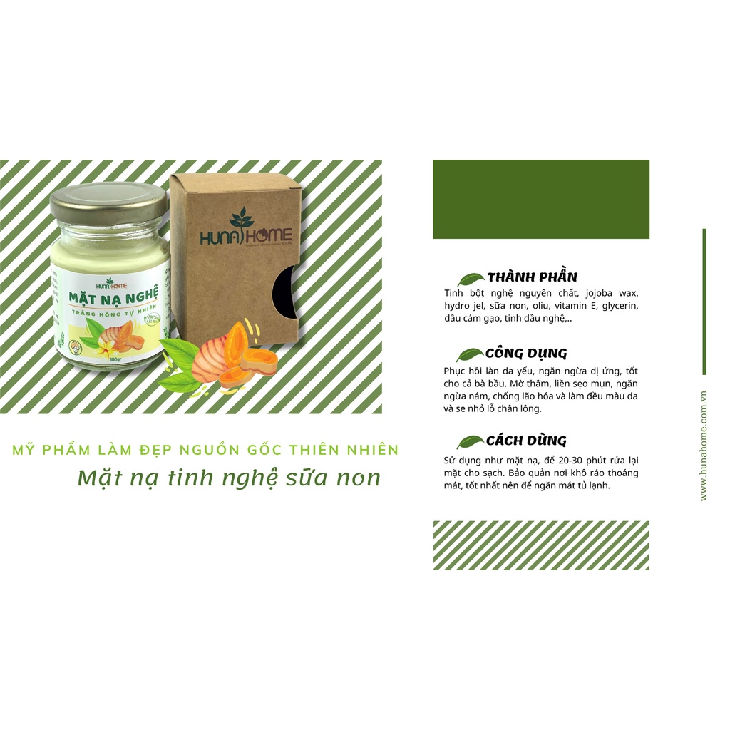 Mặt nạ tinh nghệ mật ong Huna's Home - giúp se khít lỗ chân lông, trẻ hóa làn da